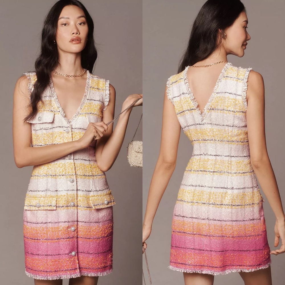 NWT Anthropologie Maeve Sleeveless Tweed Mini Dress